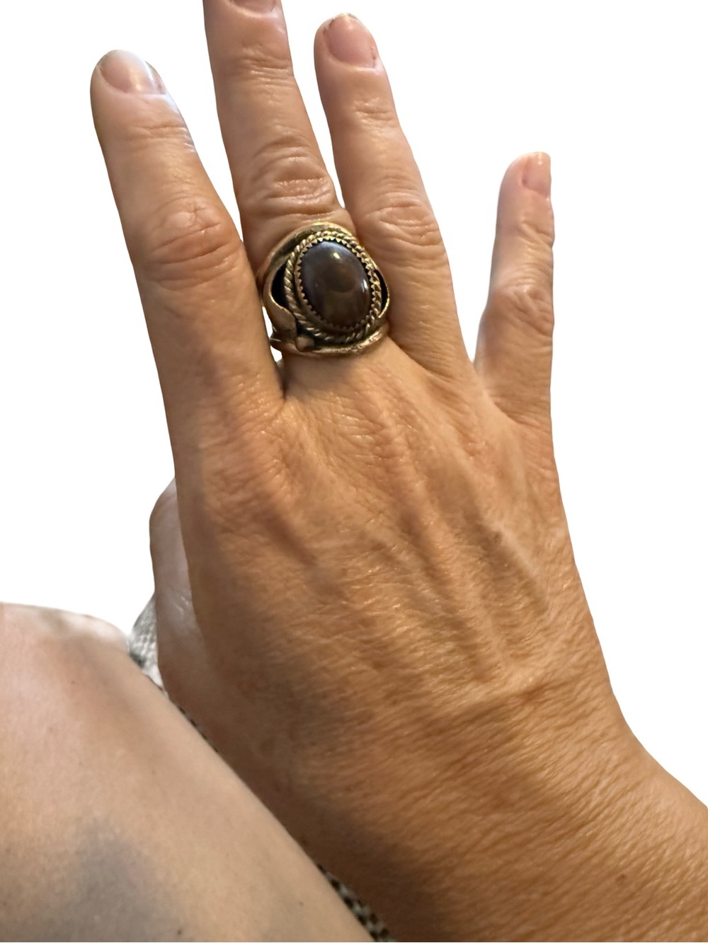 Vintage-Inspired Brass Fire Opal Statement Ring